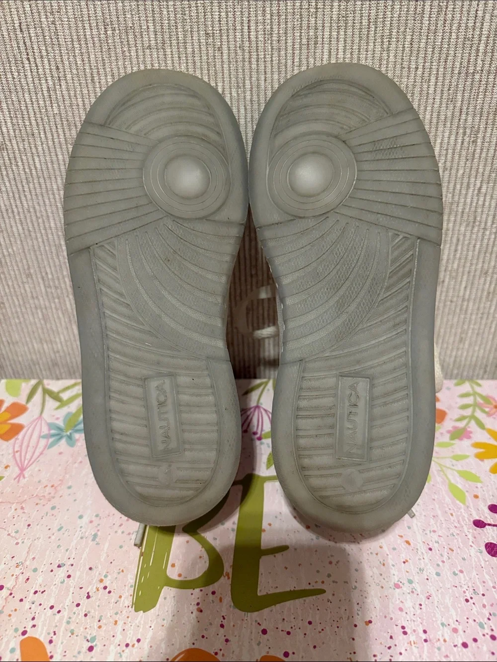 Nautica Kids White Sneakers with Navy and Red Trim